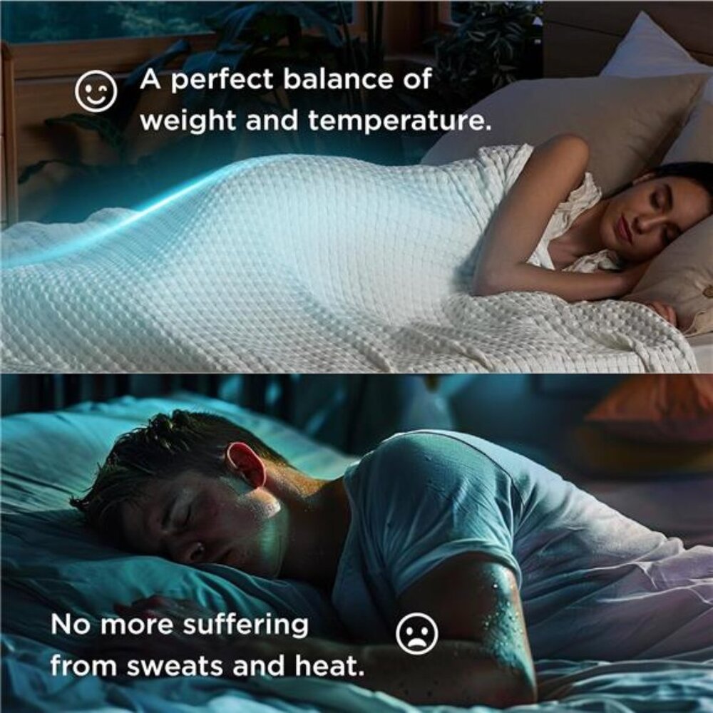 Cooling Cotton Waffle Queen Size Blanket - Lightweight Breathable Summer Blanket - Picture 3 of 7